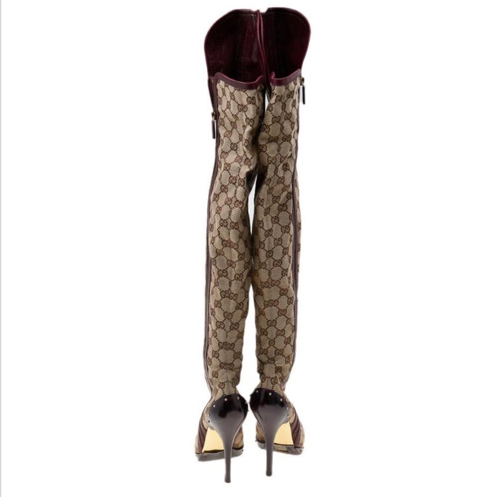 GUCCI GG Canvas TOM FORD ❤️💚 Boots Size 9 **ICONIC OTK Monogram Stiletto Heels - Picture 3 of 15